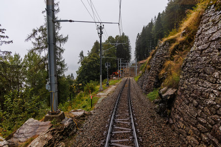 Saint Moritz, Switzerland - September, 2024: The route of journey of Bernina Express trains, start...
