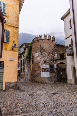Tirano, Italy - September, 2024: Town of Tirano, Province of Sondrio, Alps of Italyの写真素材