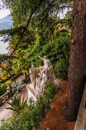 Varena, Italy - September, 2024: Italian village waterside view on Lake Comoの写真素材