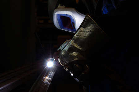TIG welders working at the factory in theの写真素材