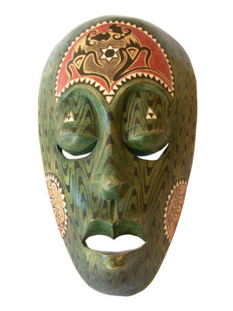 colorful African wooden mask as cut outの写真素材