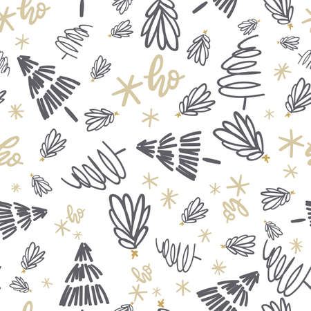 Vector Seamless Christmas Trees festive repeat patternのイラスト素材
