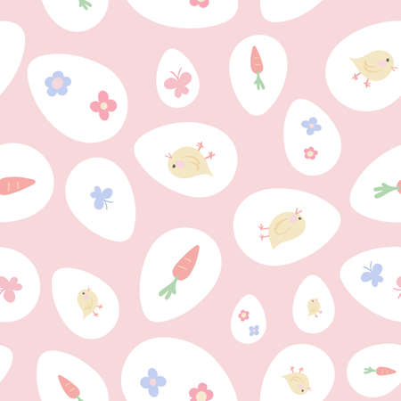 Vector Hand drawn Egg Silhouette Easter seamless pattern.のイラスト素材