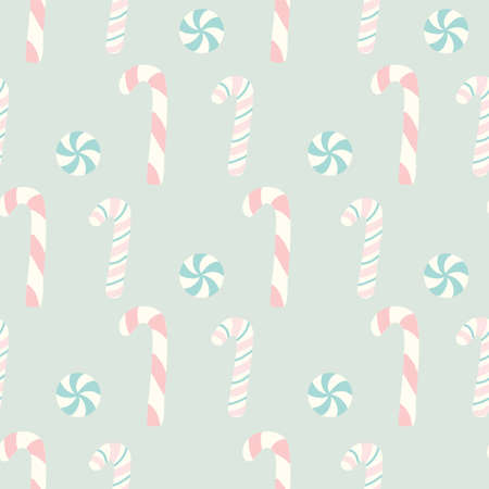 Vector Seamless Christmas Candy Cane Pale color Patternのイラスト素材