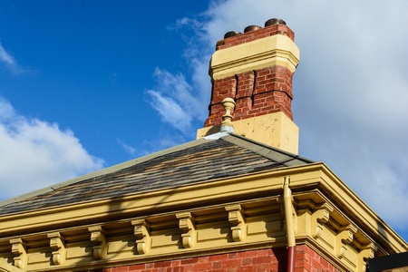 The beautiful roof captured on the sun and beautiful blue sky 