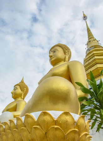 the buddha statue in Thai templeの写真素材