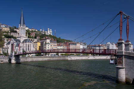 the quartier of vieux lyon seen from the other side of the saone