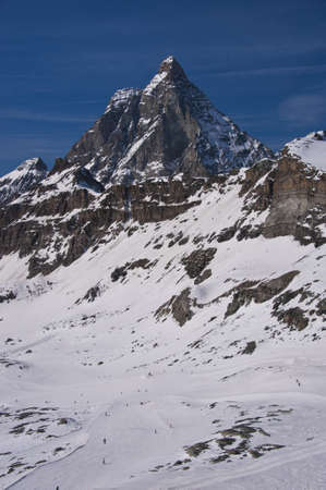 view from the Plateau Rosa over the Matterhorn valley and its slopesの写真素材