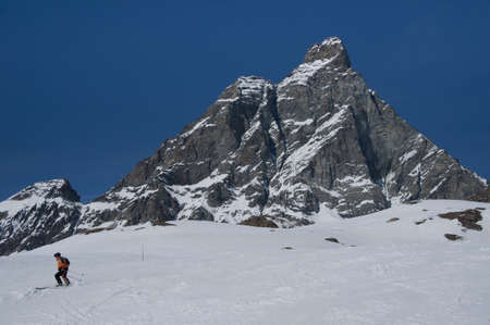 skiing under the Matterhornの写真素材