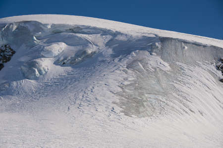 ice of the glacier of the Plateau Rosa in Cervinia, facing the Matterhornの写真素材
