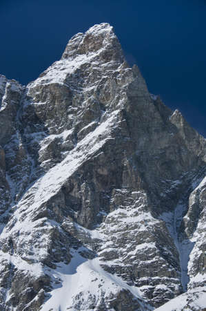 the peak of the Matterhorn seen from the valley of Cervinia in Val d'Aostaの写真素材