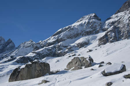 view  over the rocks under the Matterhornの写真素材