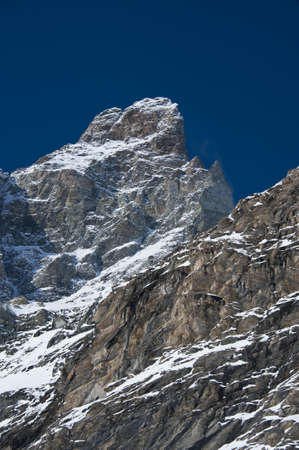 the peak of the Matterhorn seen from the valley of Cervinia in Val d'Aostaの写真素材