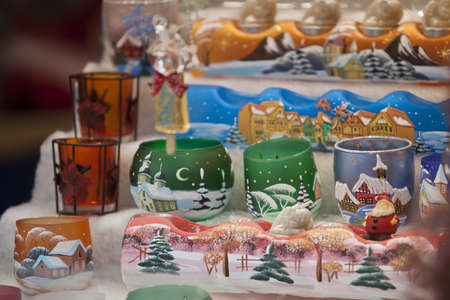 decorated christmas candlesの写真素材