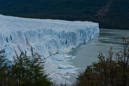 View of one of the fronts of the glacier Perito Moreno in the Los Glaciares National Park of  Patagonia, facing on the Lake Argentinoの写真素材