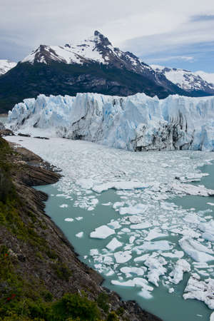View of one of the fronts of the glacier Perito Moreno in the Los Glaciares National Park of  Patagonia, facing on the Lake Argentinoの写真素材
