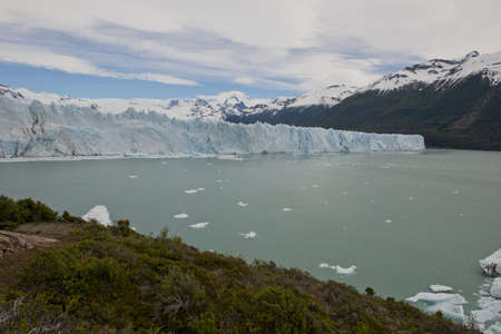 View of one of the fronts of the glacier Perito Moreno in the Los Glaciares National Park of  Patagonia, facing on the Lake Argentinoの写真素材