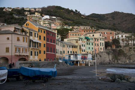 Typical fishing village of Bogliasco on the mediterranean sea. A picturesque town of the italian riviera.の写真素材