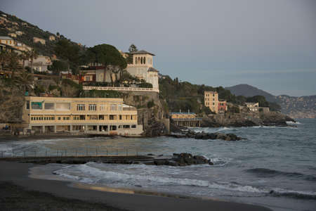 Typical fishing village of Bogliasco on the mediterranean sea. A picturesque town of the italian riviera.の写真素材