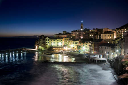 Typical fishing village of Bogliasco on the mediterranean sea. A picturesque town of the italian riviera.の写真素材