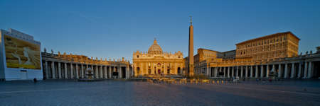 the facade of Saint Peter's Basilica, a masterpiece of italian renaissance architecture, situated in the center of Rome,. Seat of the Pope and principal landmark of the Vaticanのeditorial素材