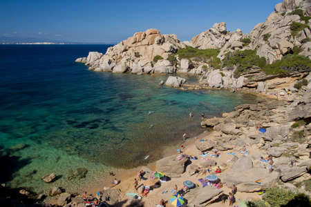 The wonderful colors of the sea in cala spinosa, a bay of Capo Testa, in Galluraのeditorial素材