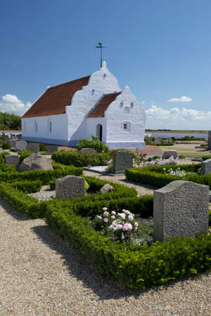 Church on the island of Mando, in the Wadden Sea Park of Denmarkの写真素材