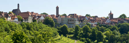 Panorama of the medieval town of Rothenburg ob der Tauber in Bavaria, Deutschlandの写真素材