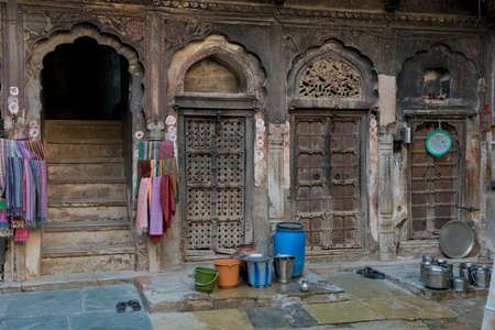 Typical merchant house in Mandawa, Rajasthan, Indiaのeditorial素材