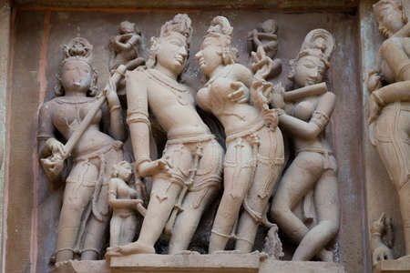 The famous temples of Khajuraho are a large group of medieval hindu and jain templesの写真素材