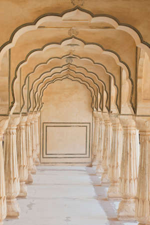 Arches at the Amber Fort, magnificent fortified palace  near Jaipur, Rajasthan, India  This maharajah residence situated upon Maota  Lake became in 2013 Unesco world heritage site のeditorial素材