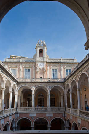 The central court of Palazzo Tursi, ancient noble palace  Today is the Town-hall of Genoa, Italyのeditorial素材