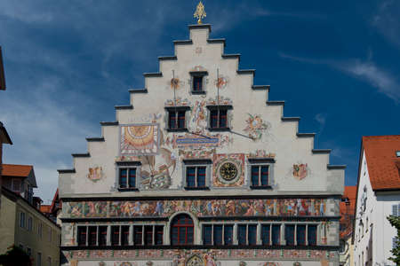 The facade of the old town hall of Lindau, on the bavarian shore of Constance Lake の写真素材