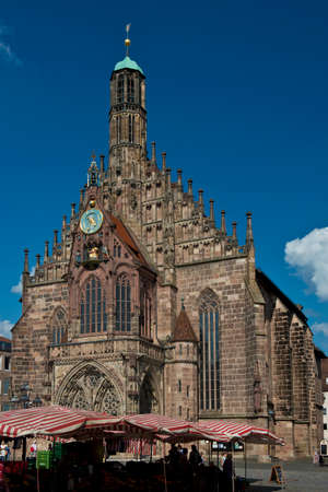 The gothic Frauenkirche in the market place of Nuremberg, Bavaria, Germanyのeditorial素材