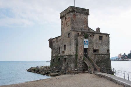 The castle of Rapallo, built on the sea in the gulf of the rivieran village in Liguria のeditorial素材