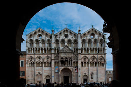 The cathedral of Ferrara dedicated to San Giorgio and built in th XII centuryの写真素材