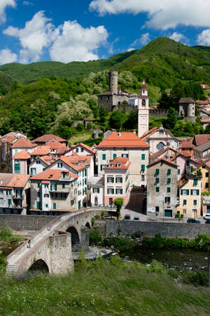 Panorama of the village of Campo Ligure, part of the association of the most beautiful italian villages  Situated in Liguriaのeditorial素材