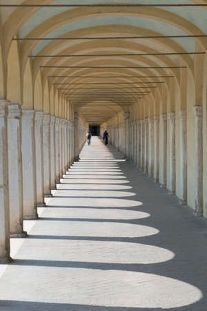 Loggiato dei Capuccini, composed by 142 columns and long over 400 meters in Comacchio, Delta del Poの写真素材