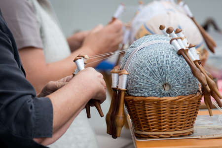Lace handmade, typical activity in Idrija, Sloveniaの写真素材