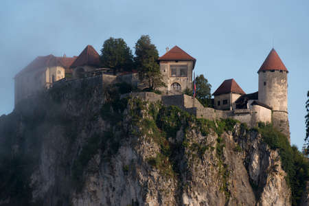 Medieval castle overlooking the Bled Lake situated in Slovenia. One of the picturesque sites of the nation.のeditorial素材