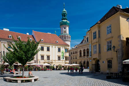 The Main square in the old town of Sopron, important town in the western Transdanubia of Hungary.のeditorial素材