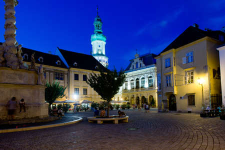 The main square in the old town of Sopron, important town in the western Transdanubia of Hungary.のeditorial素材