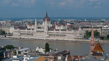 Danube riverside in the historical center of Budapestの写真素材