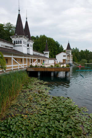 The natural thermal lake in Heviz, is the second largest in the world and is situated near Lake Balaton in Hungary.のeditorial素材