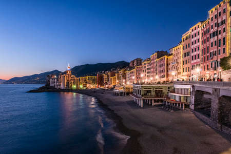 The cityscape of Camogli, beautiful italian village situated on the Riviera di Levante, in Liguria.の写真素材