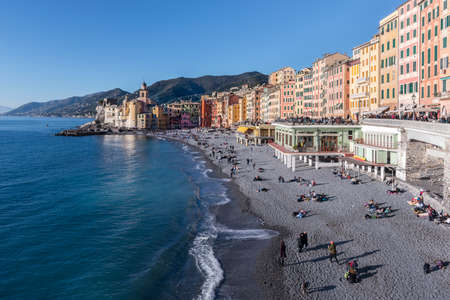 The cityscape of Camogli, beautiful italian village situated on the Riviera di Levante, in Liguria.のeditorial素材