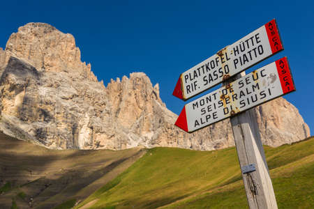 View over the Langkofel group in the Dolomitesの写真素材
