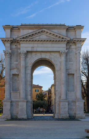 Ancient roman gate called Arco dei Gavi situated in Verona.の写真素材
