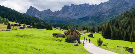 Idyllic mountain panorama during the summer season in Val San Nicolo, in the Dolomites Area
