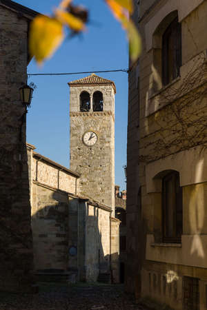 The medieval village of Vigoleno, situated in Emilia Romagnaの写真素材